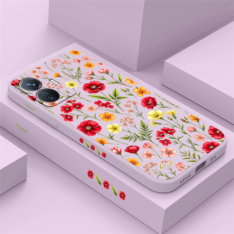 Vivo Y28 - Coque de téléphone à motifs floraux